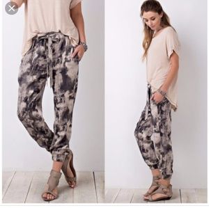 Easel Tan and Black Ash Tie Dye Casual Joggers